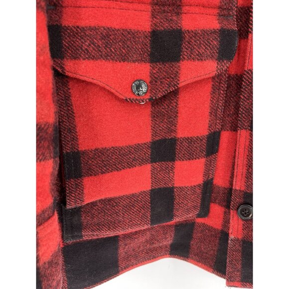 FILSON Men's Vintage Red Black Buffalo Check Mackinaw Wool Button Down Jacket 46 - Picture 3 of 7
